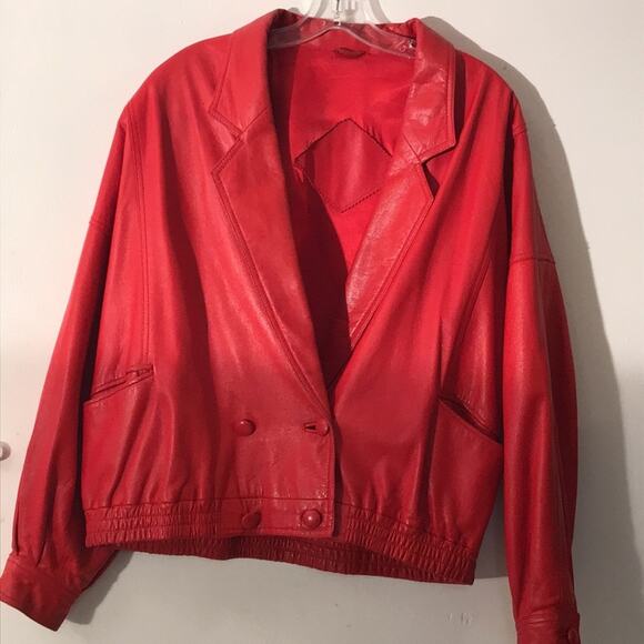 Vintage Red Leather Jacket. L - Picture 4 of 4